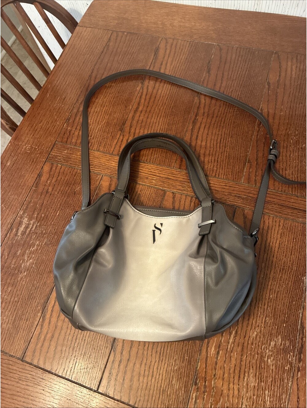 Simply Vera Vera Wang Ombre Satchel Gray Crossbody Bag Handbag Purse